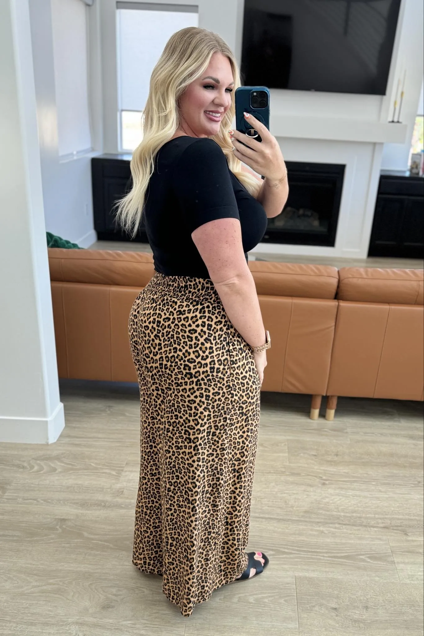 Mandy | Smocked Waist Pants | Leopard