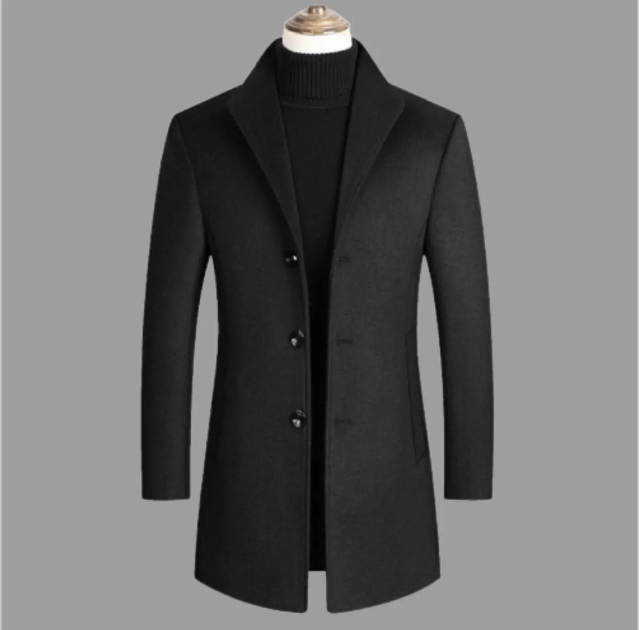 Men Wool Blends Long Coats