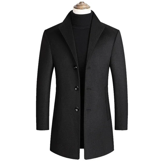 Men Wool Blends Long Coats