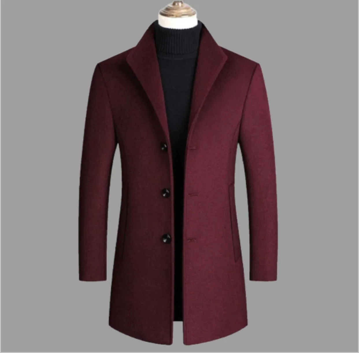 Men Wool Blends Long Coats