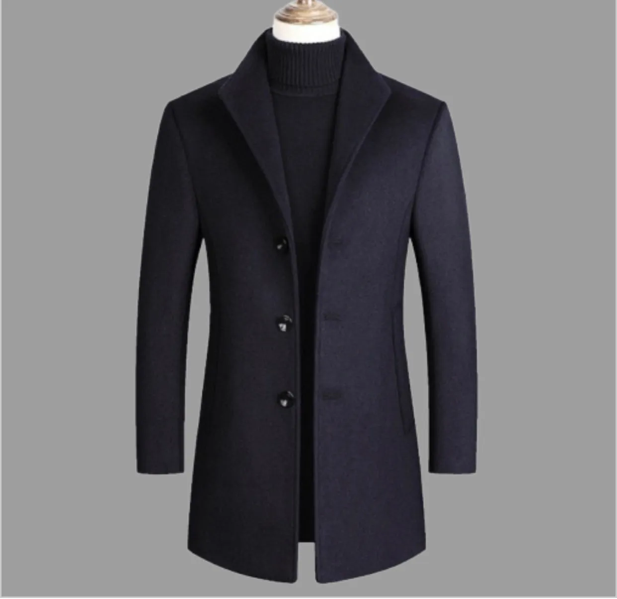 Men Wool Blends Long Coats