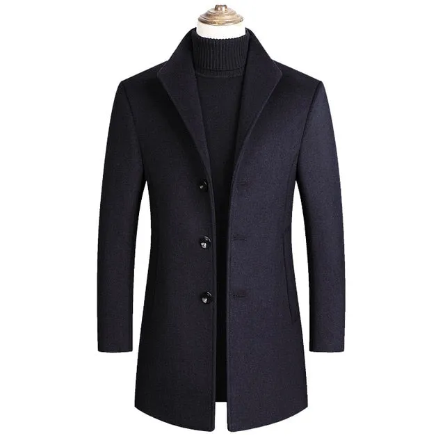 Men Wool Blends Long Coats