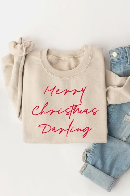 Merry Christmas Darling Graphic Fleece Sweatshirts