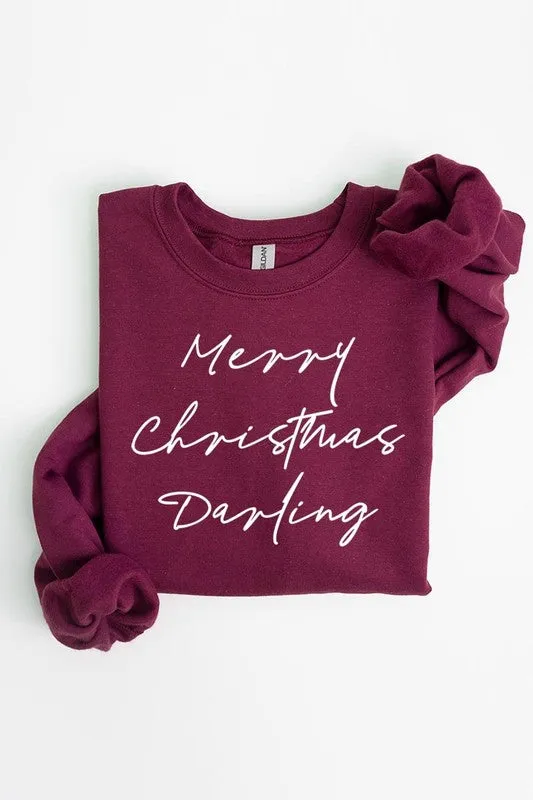 Merry Christmas Darling Graphic Fleece Sweatshirts