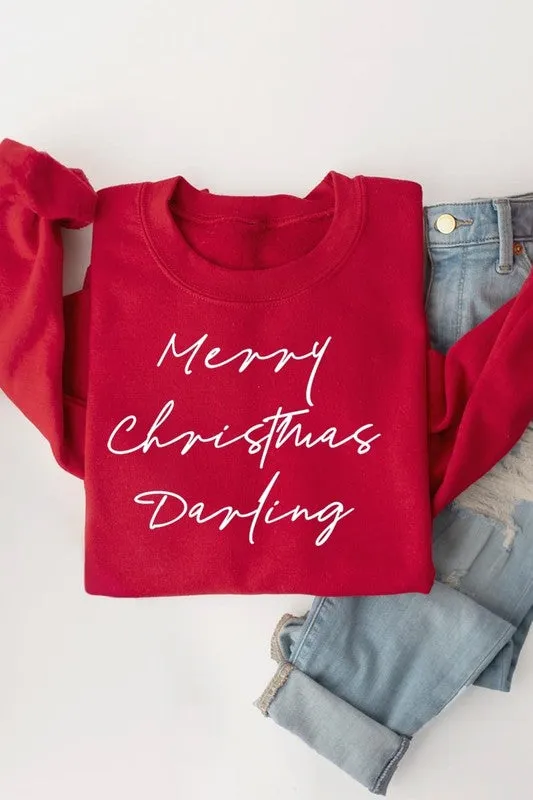 Merry Christmas Darling Graphic Fleece Sweatshirts