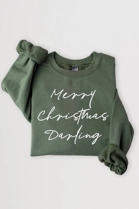 Merry Christmas Darling Graphic Fleece Sweatshirts