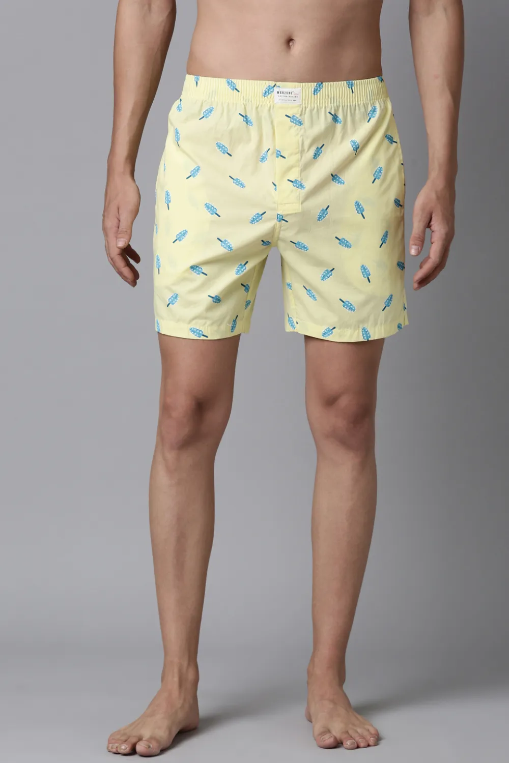 Midnight-Black Printed & Pastel-Yellow Printed 365 Boxers Combo