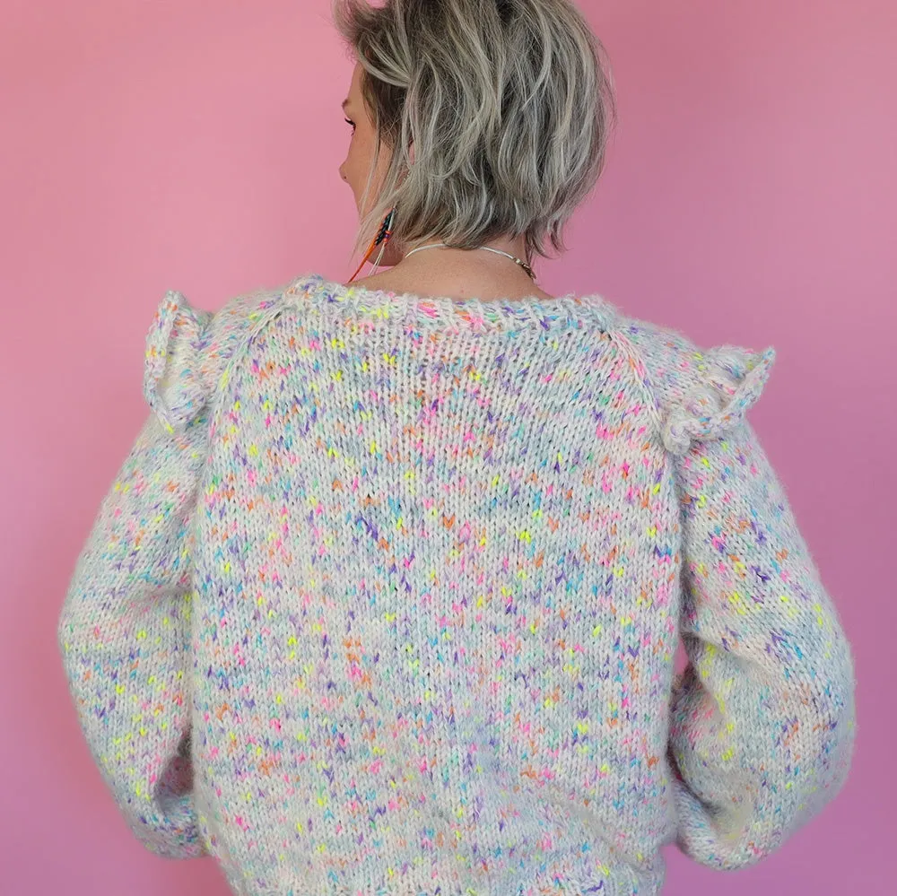 MYPZ top-down ruffle confetti sweater