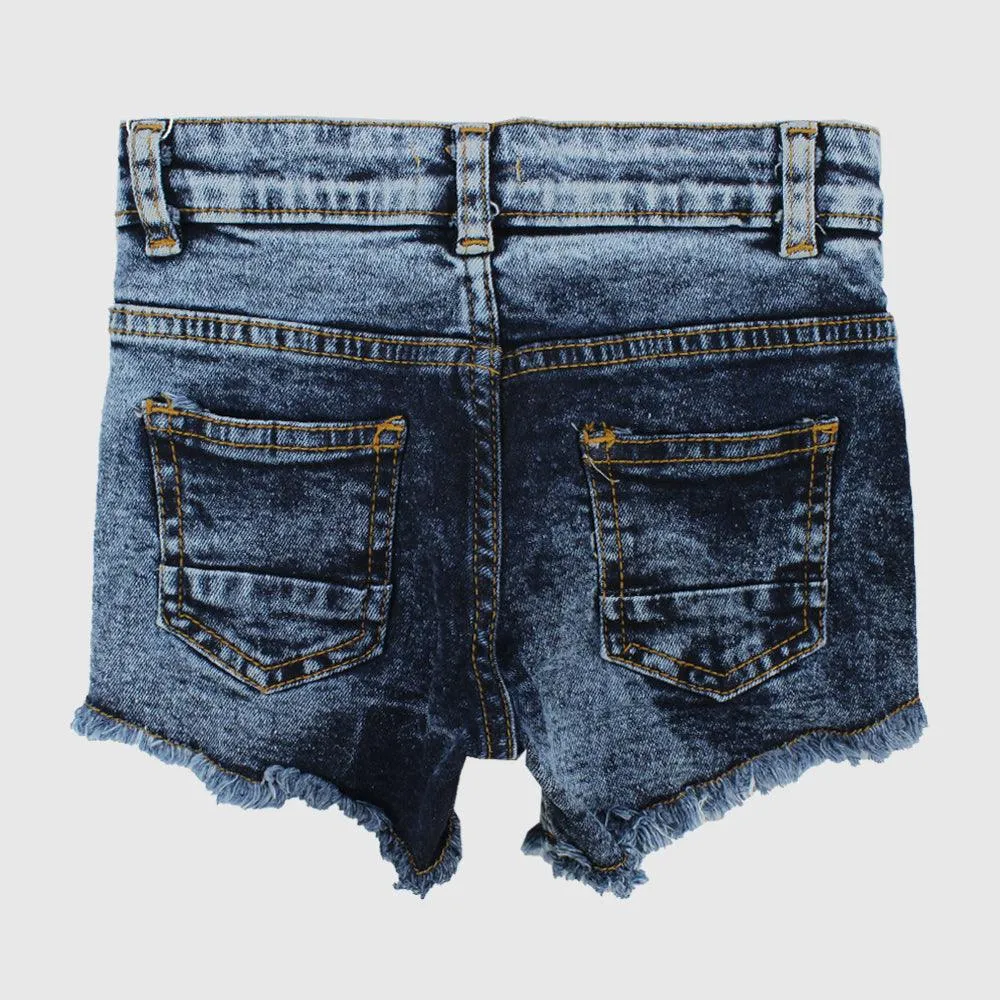 Navy Ripped Jean Shorts