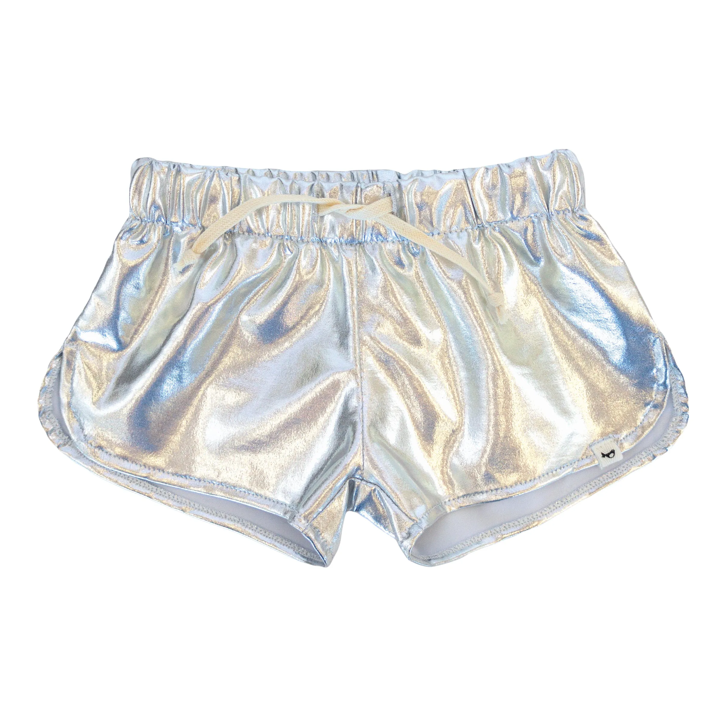 oh baby! Drawstring Shorter Metallic Track Shorts - Silver