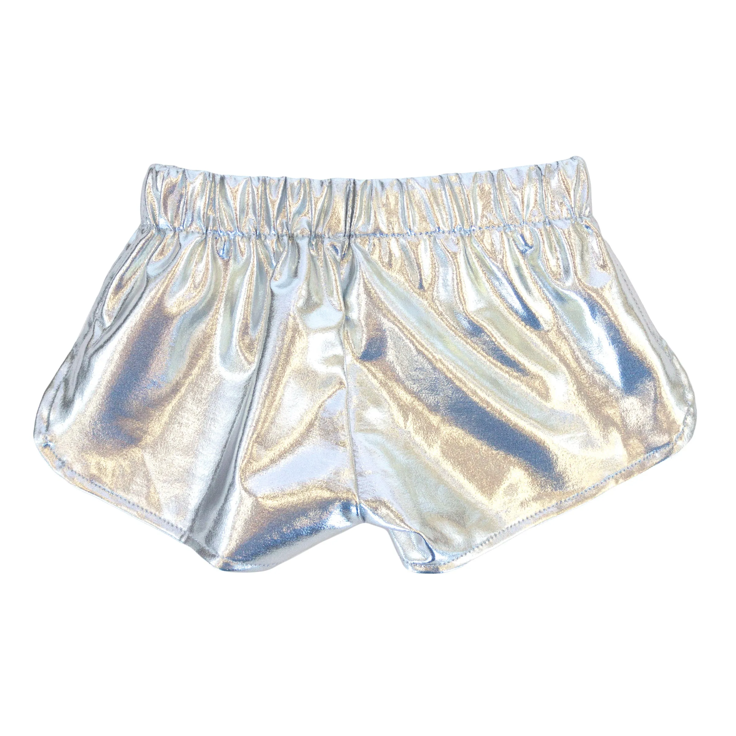 oh baby! Drawstring Shorter Metallic Track Shorts - Silver