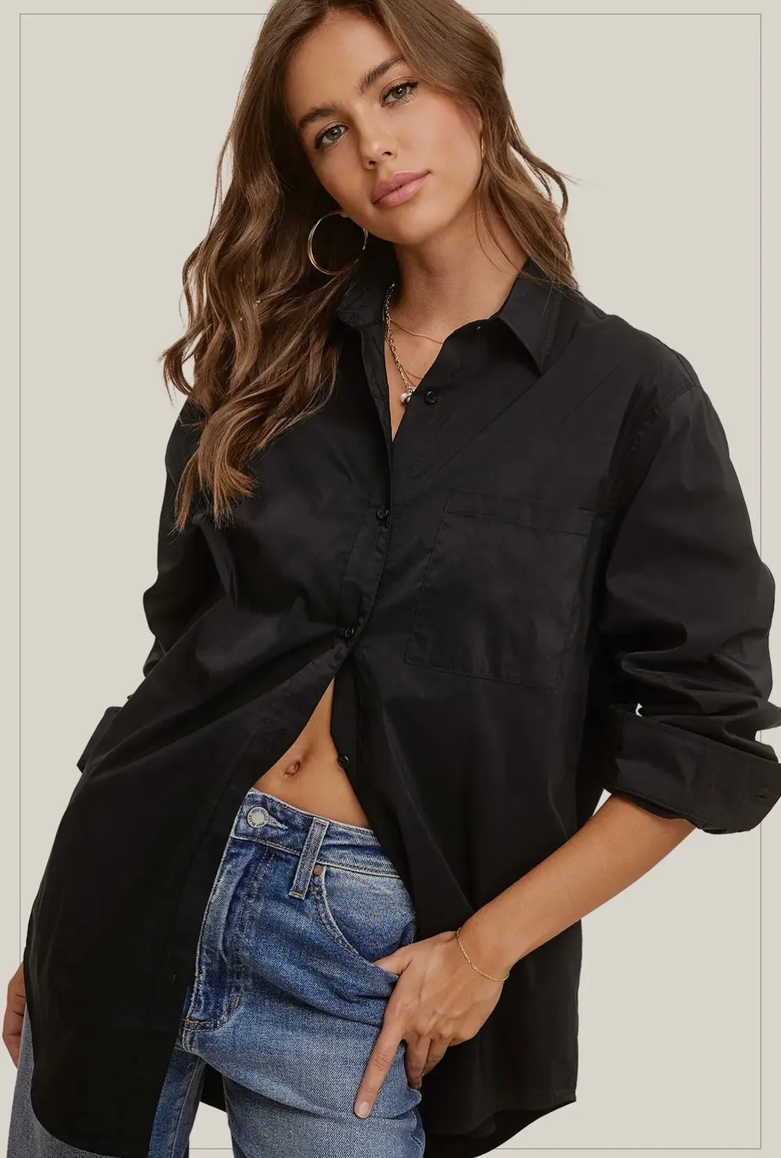 Oversized Front Button Shirt