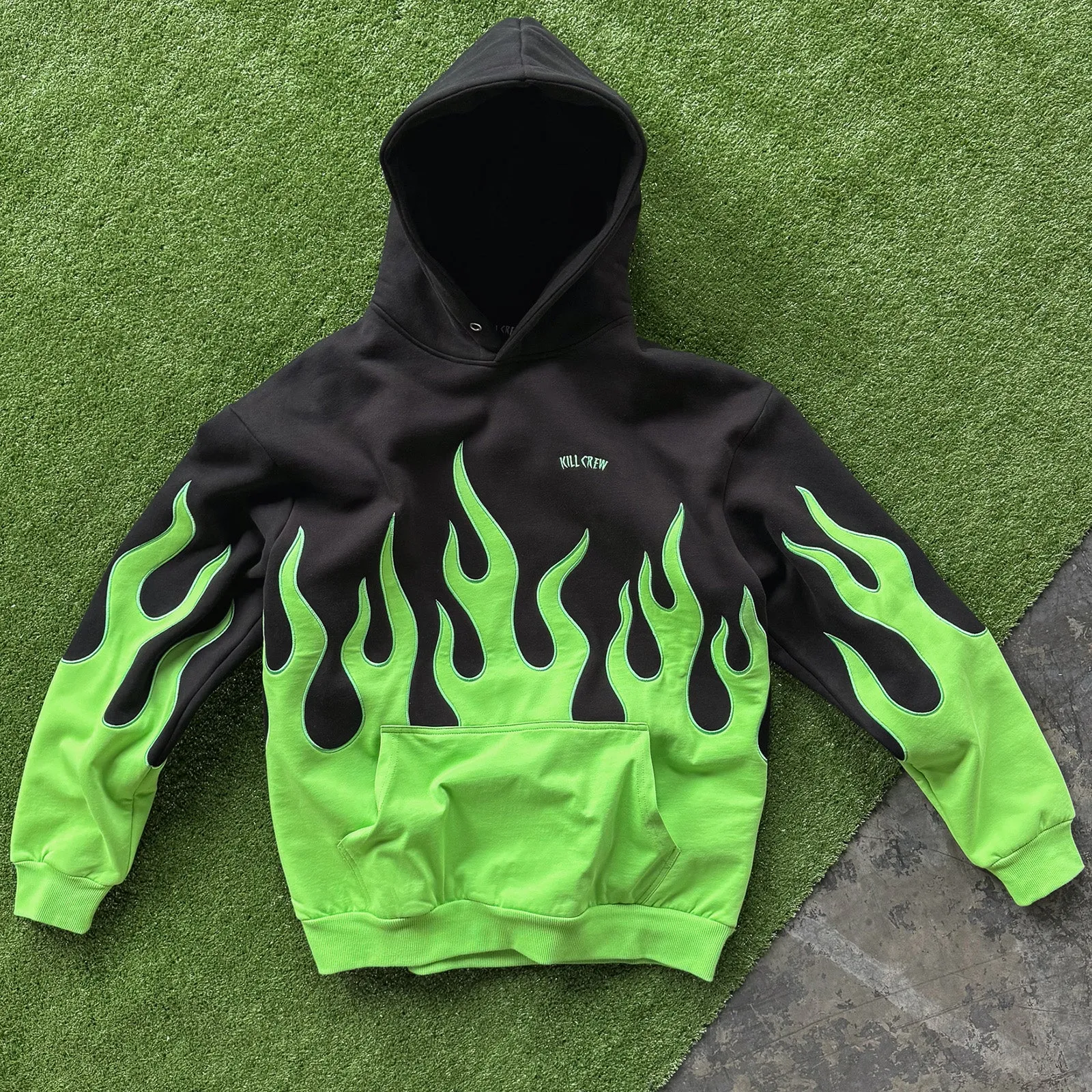 OVERSIZED PREMIUM HEATER HOODIE - BLACK / GREEN