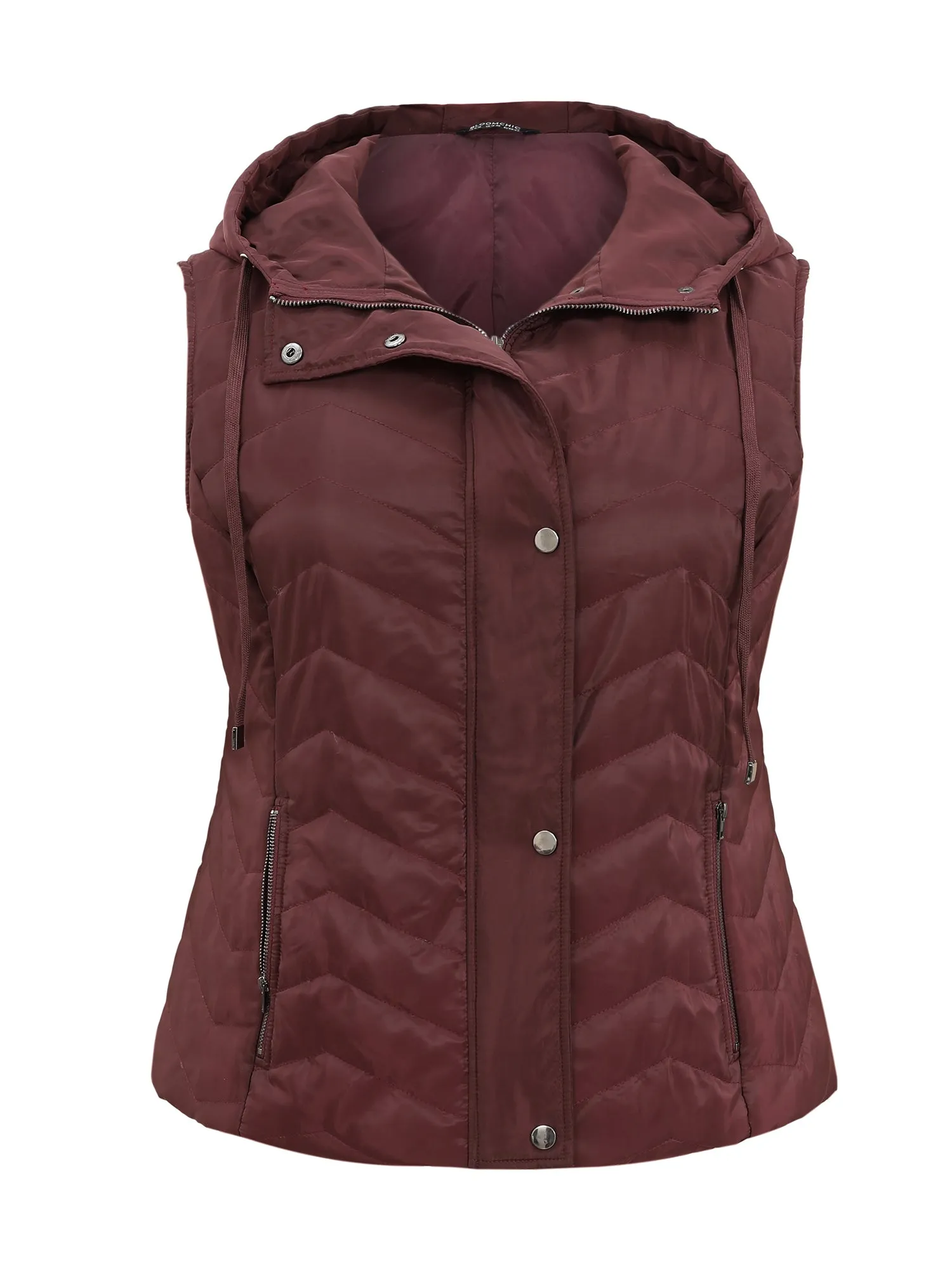 Padded Hooded Drawstring Quilted Vest