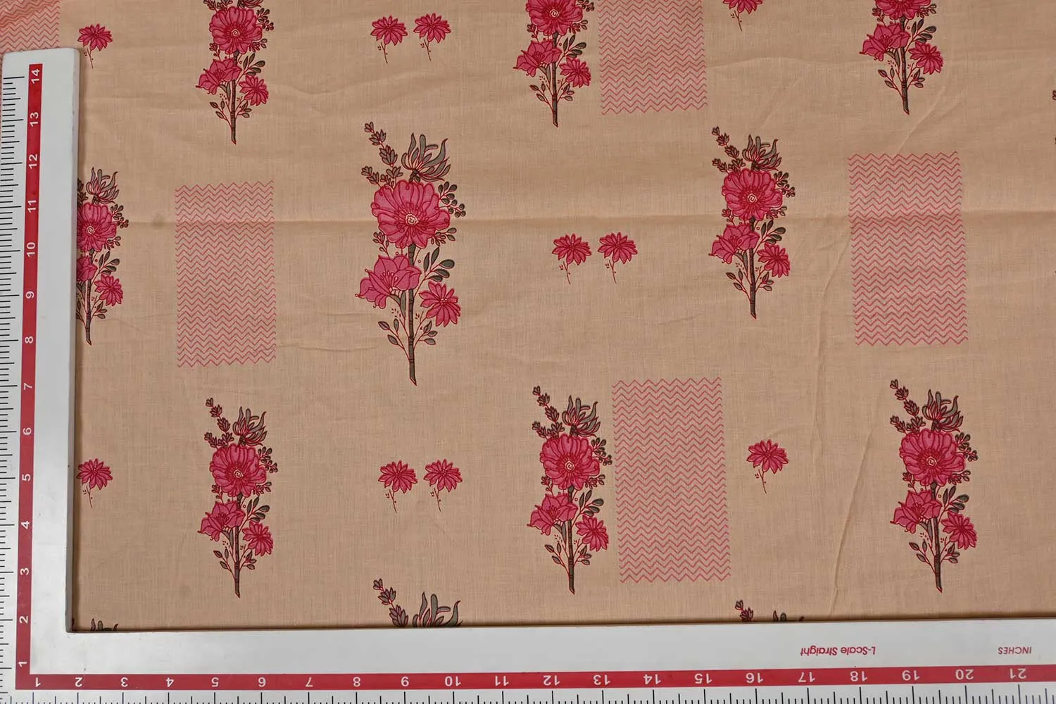 Pale Orange Floral Cotton Cambric Fabric