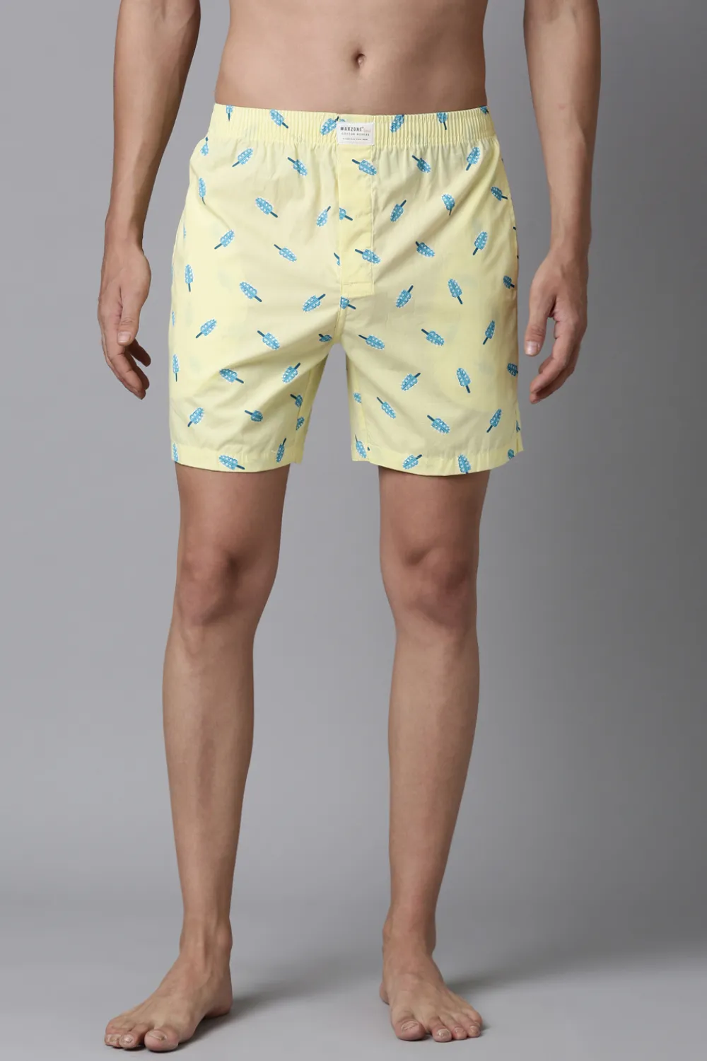 Pastel-Yellow Printed & Russet Printed 365 Boxers Combo