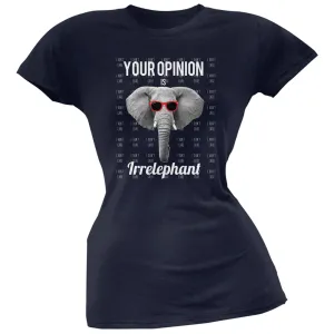 Paws - Elephant Your Opinion is Irrelephant Navy Soft Juniors T-Shirt