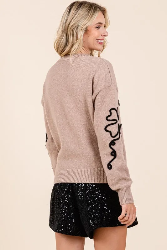 Plus Floral Embroidered Knit Sweater