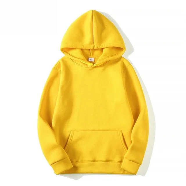 Pocket Solid Soft Casual Hoodies