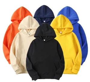 Pocket Solid Soft Casual Hoodies