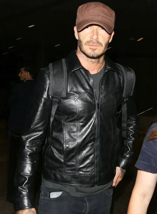 Premium Black Real Leather Jacket Worn By David Beckham | David Beckham Premium Black Real Leather Jacket