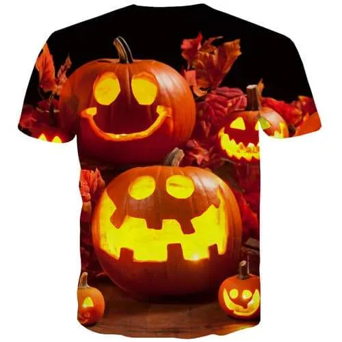 Pumpkin T-shirt Men Halloween Tshirts Novelty Flame Tshirts Cool Terror Tshirt Anime Funny T shirts Funny Short Sleeve summer