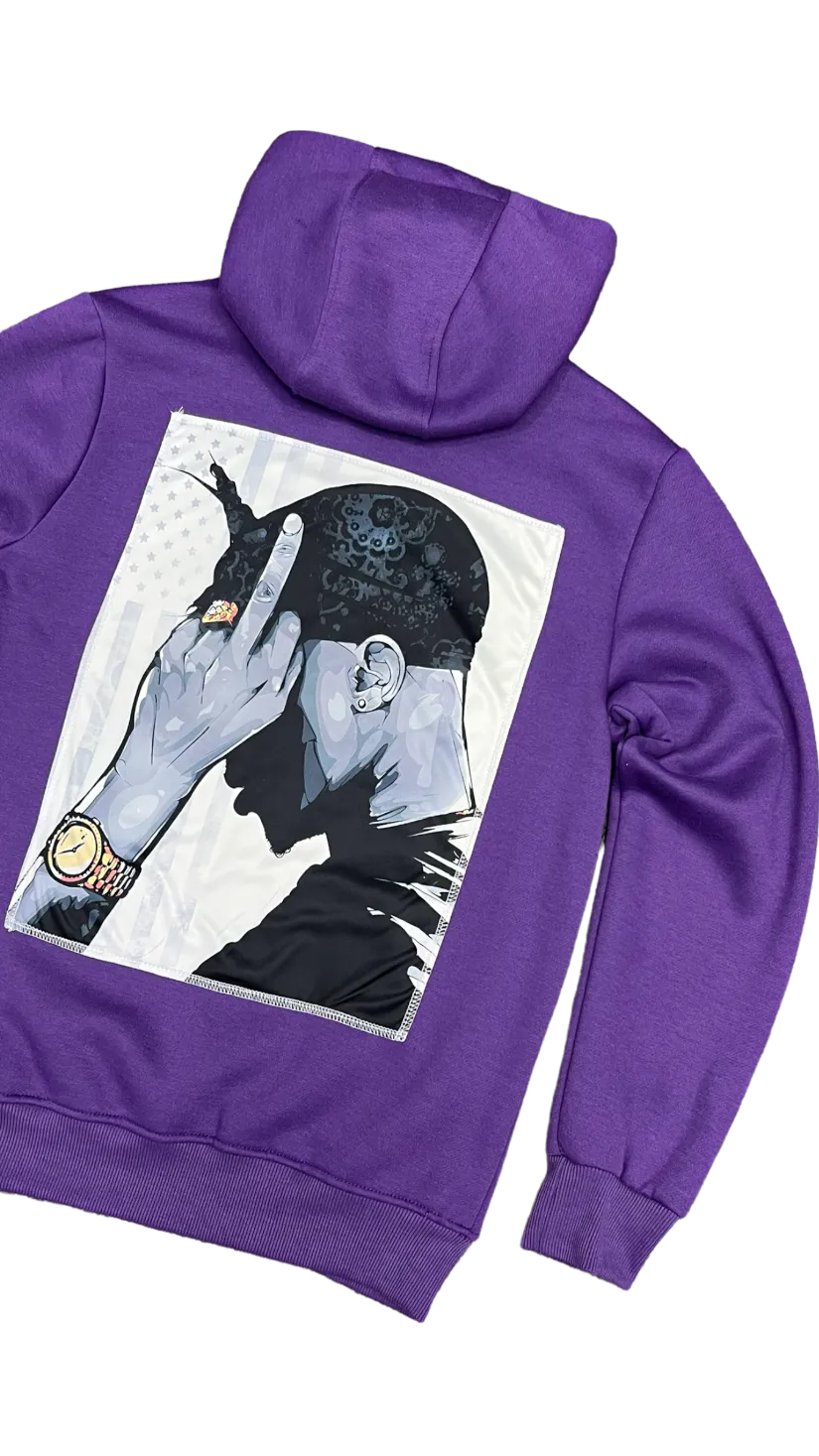 Purple Graphic Men's Hoodies Regular-Fit Tailored Recreation Premium