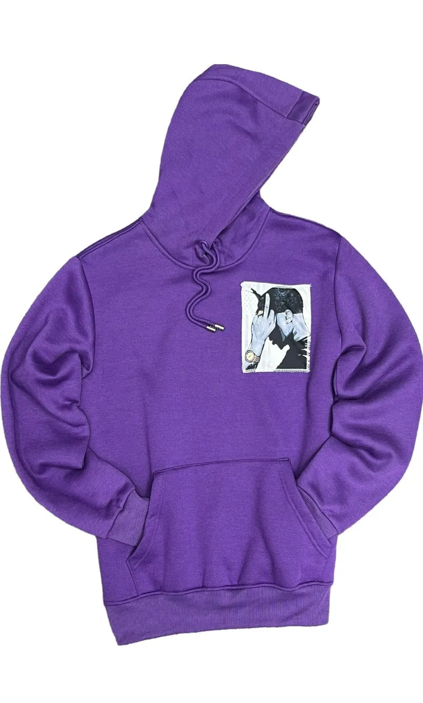 Purple Graphic Men's Hoodies Regular-Fit Tailored Recreation Premium