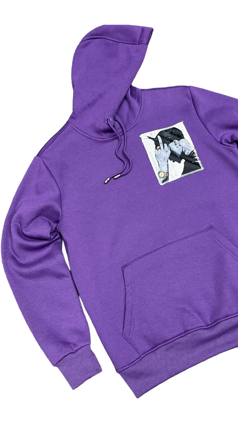 Purple Graphic Men's Hoodies Regular-Fit Tailored Recreation Premium