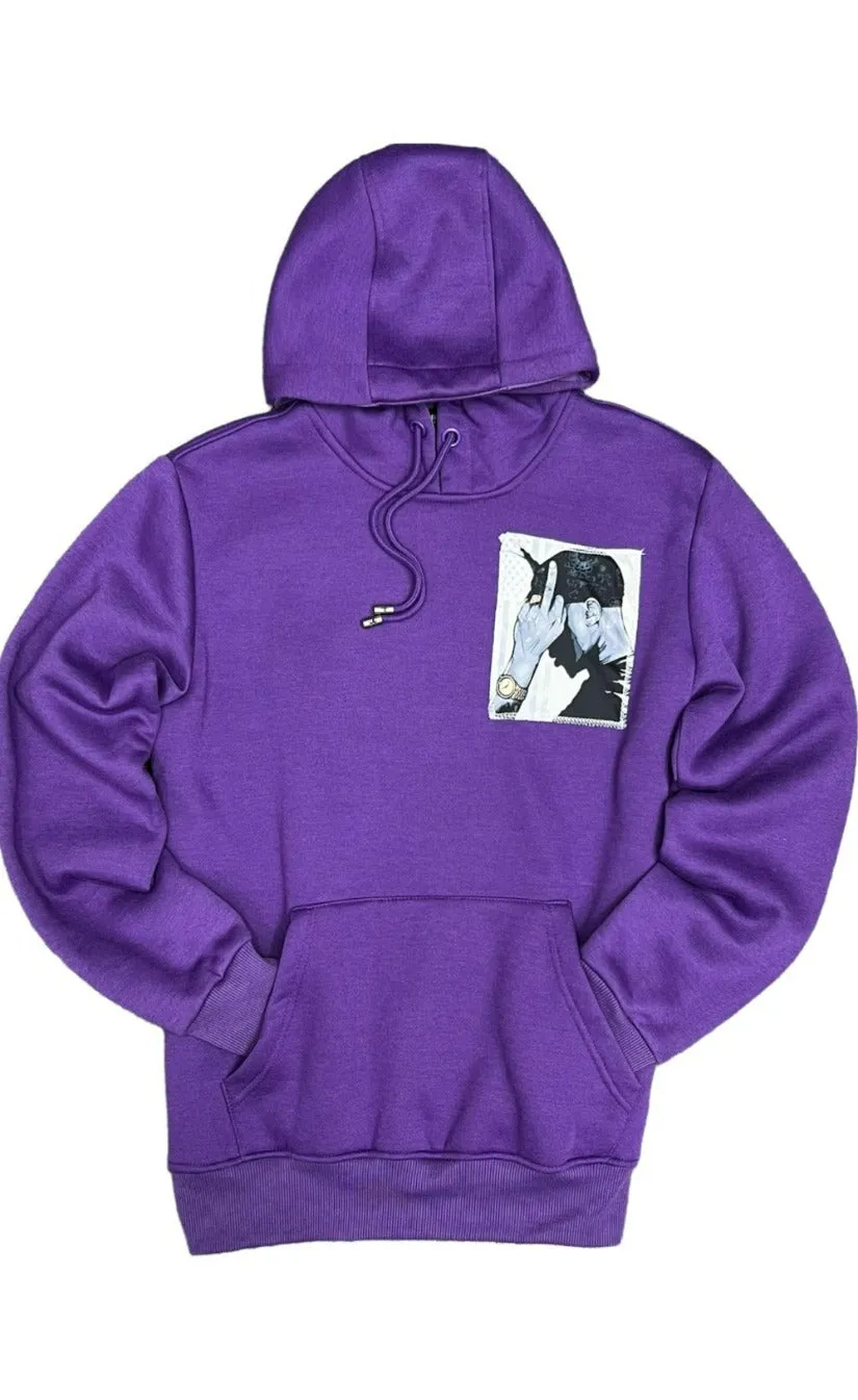 Purple Graphic Men's Hoodies Regular-Fit Tailored Recreation Premium