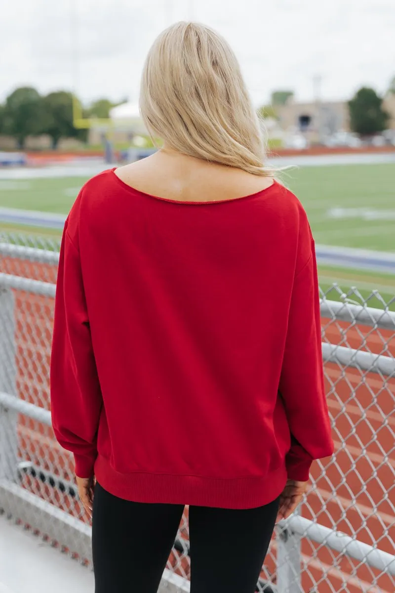 Red Indiana Boat Neck Sweatshirt - FINAL SALE