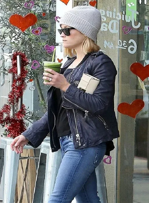 Reese Witherspoon Black Leather Jacket