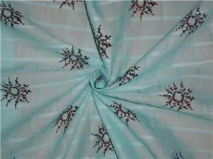 Sea Blue Green Floral Wreath printed cotton plaids 44 inches wide