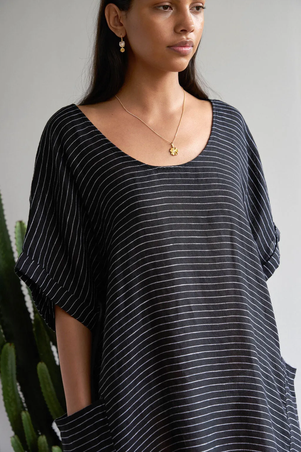 SEASIDE DRESS BLACK STRIPE