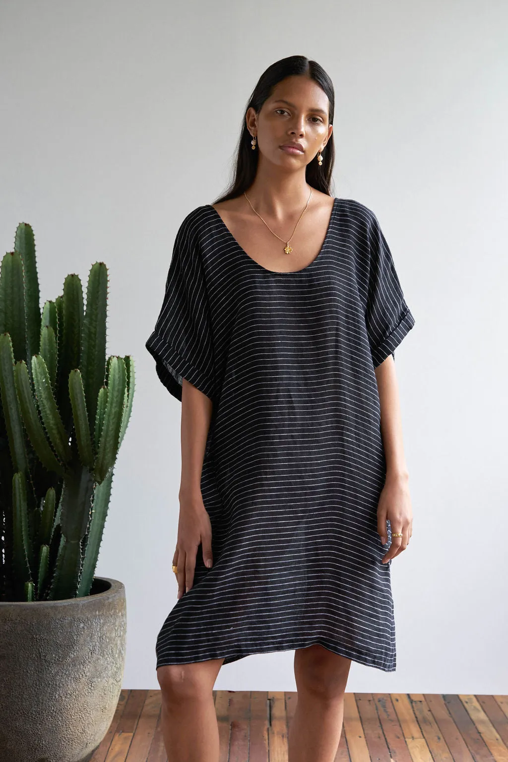 SEASIDE DRESS BLACK STRIPE