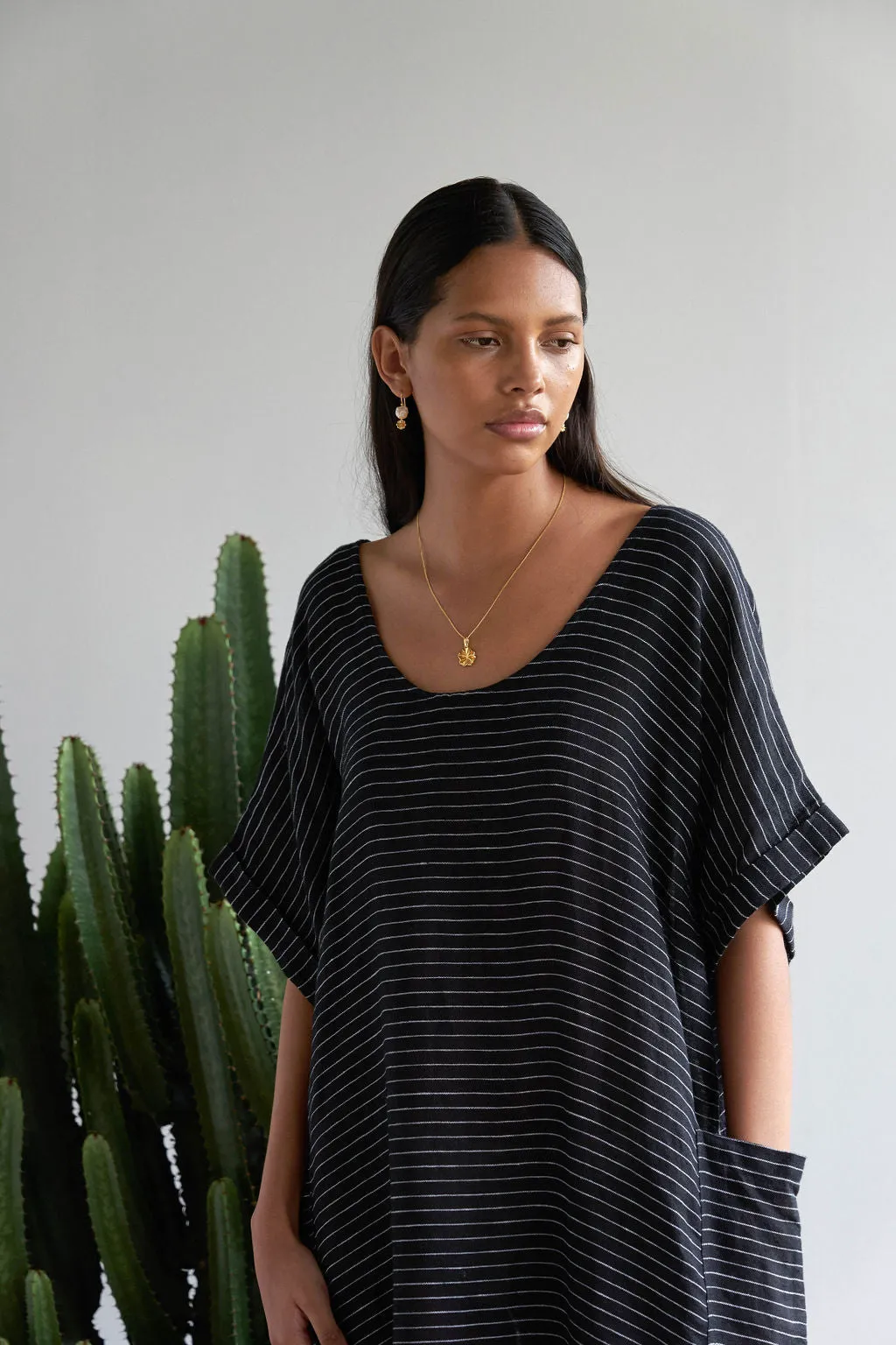 SEASIDE DRESS BLACK STRIPE