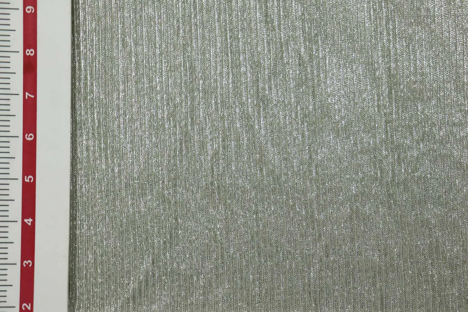 Silver Foil on Cream Foil Printed Pleated Knit Fabric