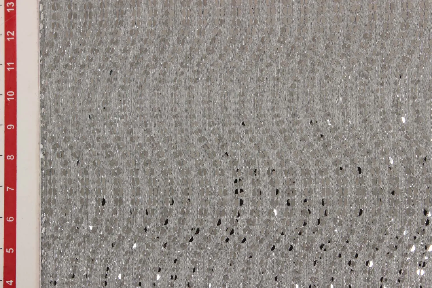 Silver Grey Lurex Pleated Knitted Fabric