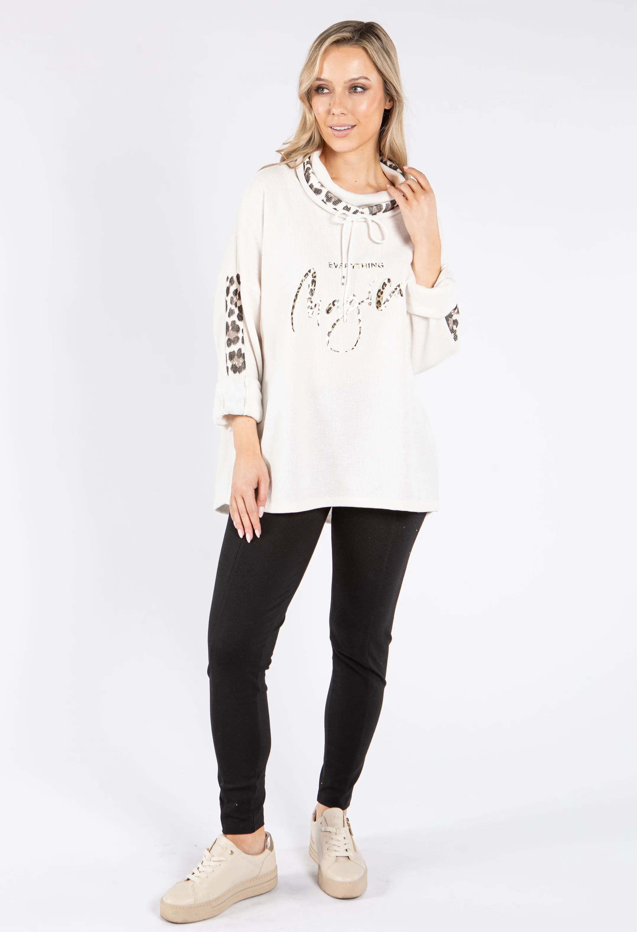 Soft Touch Tie Neck Longline Hoodie