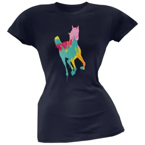 Splatter Horse Navy Soft Juniors T-Shirt