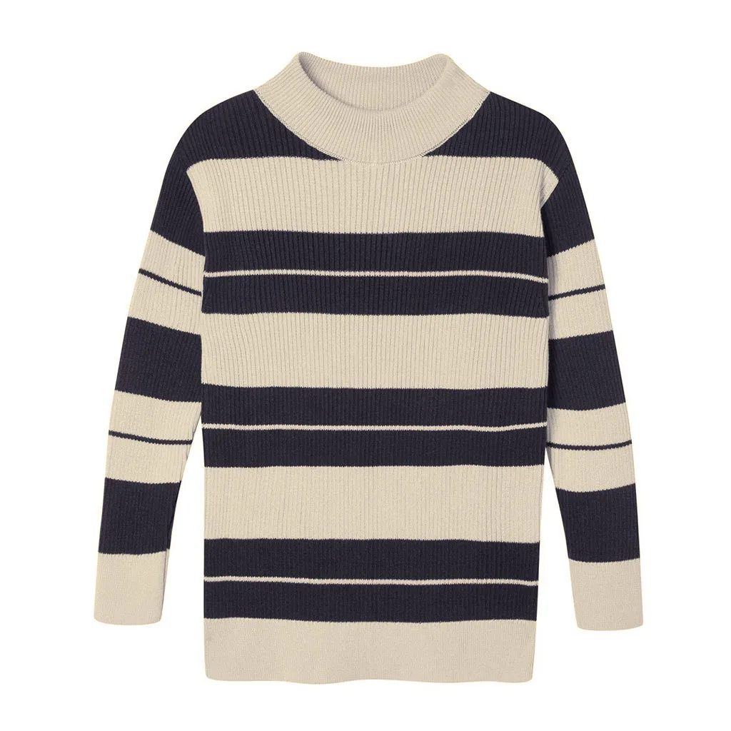 Sweater Rib Knitted Dark Blue Stripe - sample