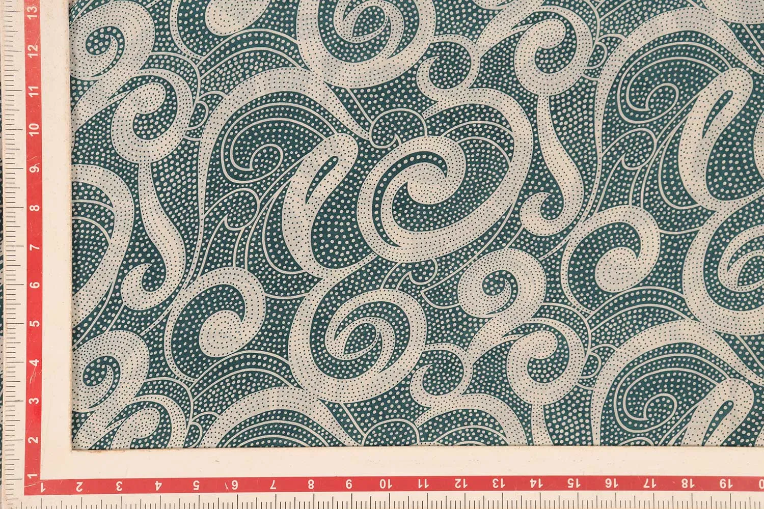 Teal & White 60 Gram Printed Silk Crepe Fabric