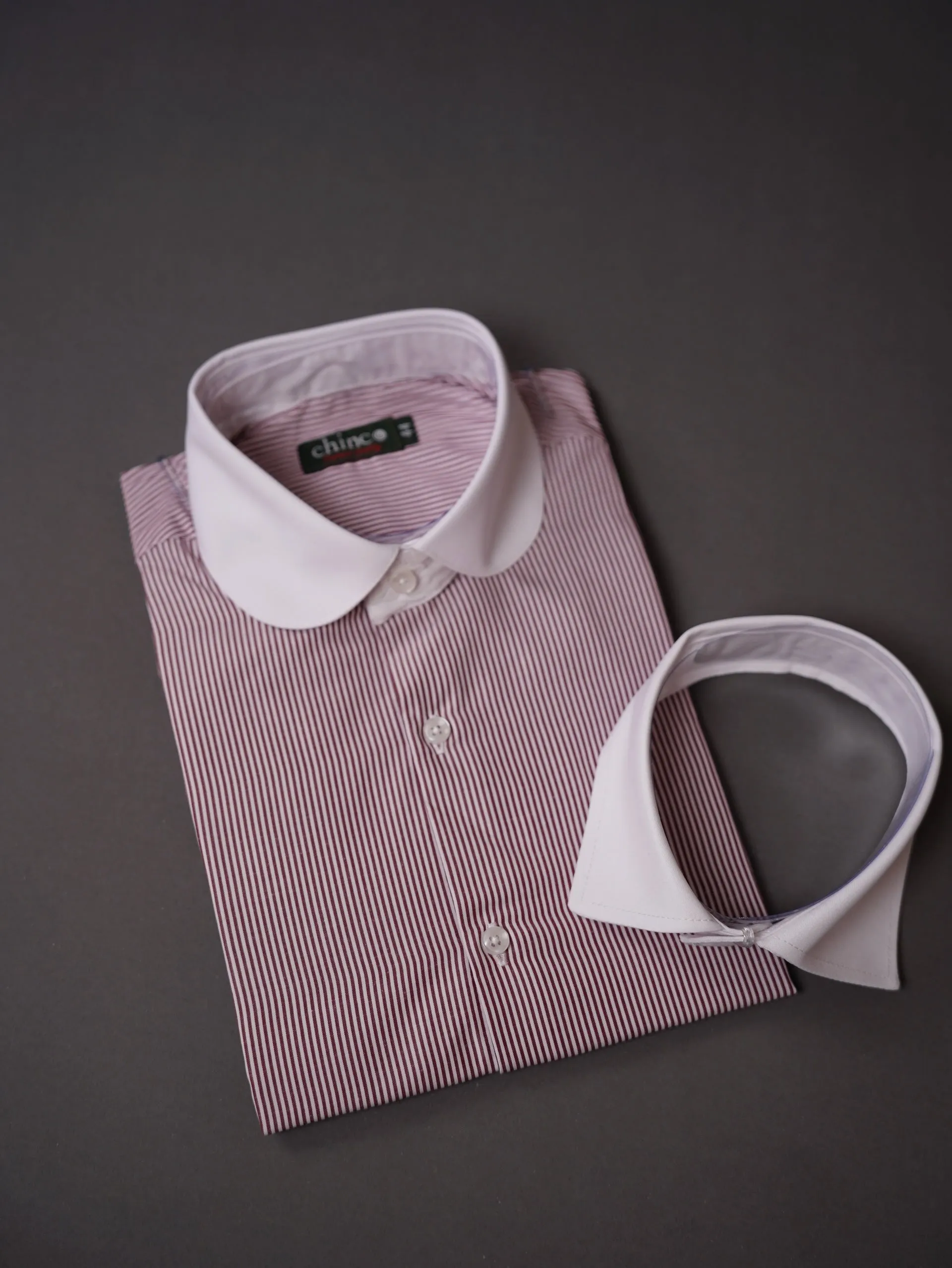 Three collar slim fit chemise-Burghandy