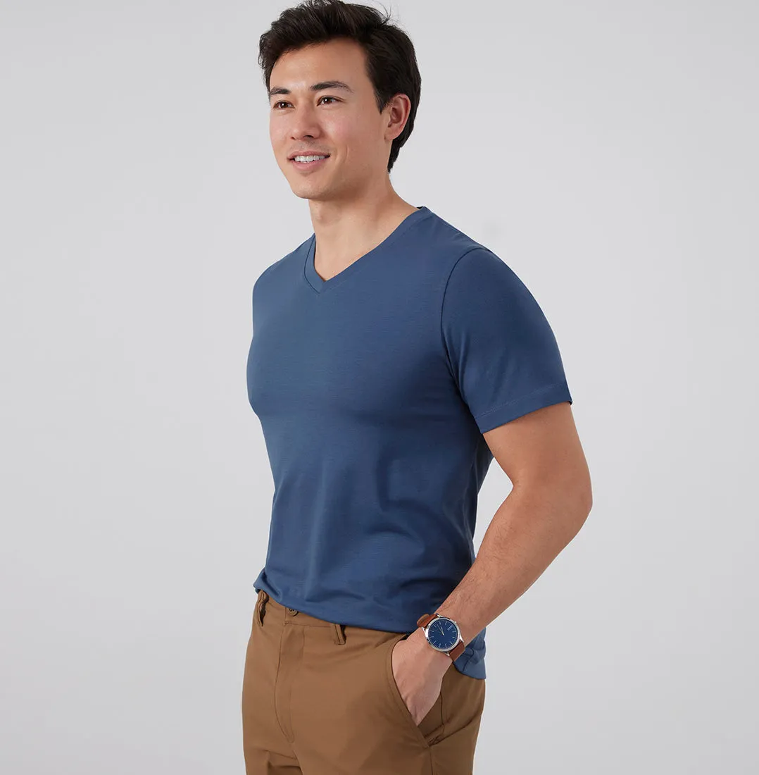 Threshold V-Neck T-Shirt Slim Fit - Aegean Blue