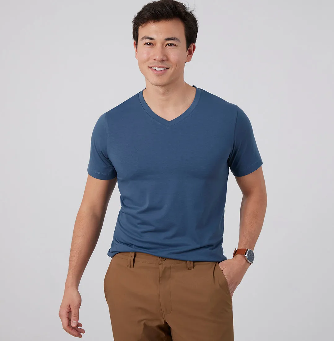 Threshold V-Neck T-Shirt Slim Fit - Aegean Blue