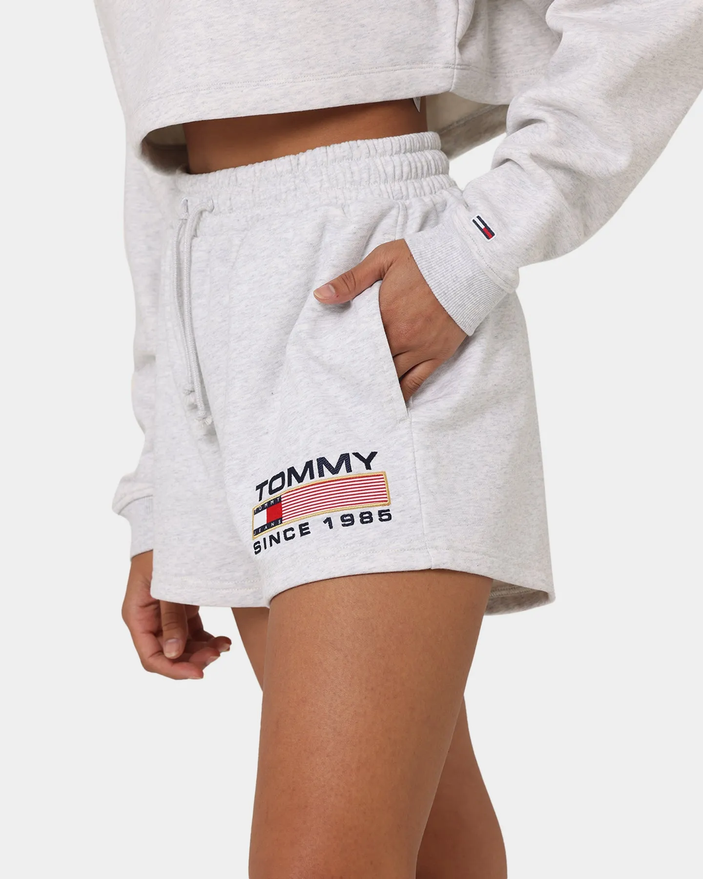 Tommy Jeans Women's TJW Heather Athletic Terry Shorts Silver Grey Heather