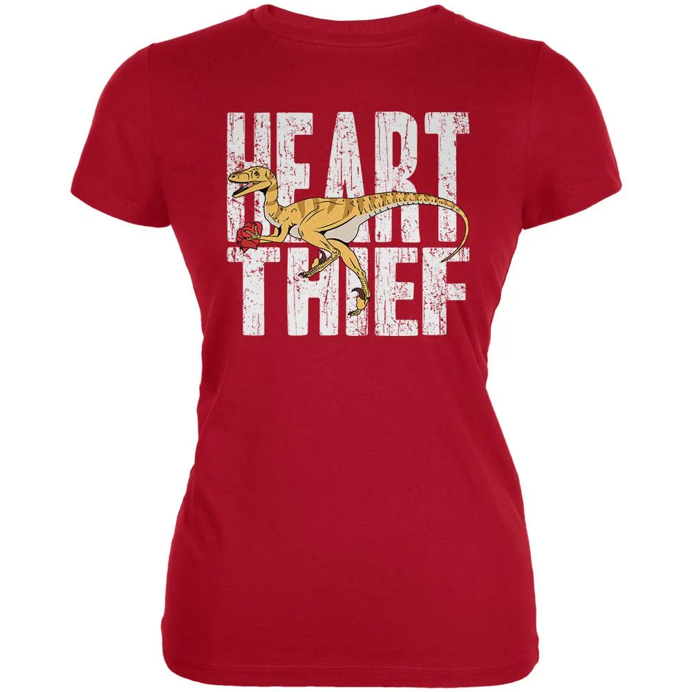 Valentine's Day Velociraptor Heart Thief Dino Juniors Soft T Shirt