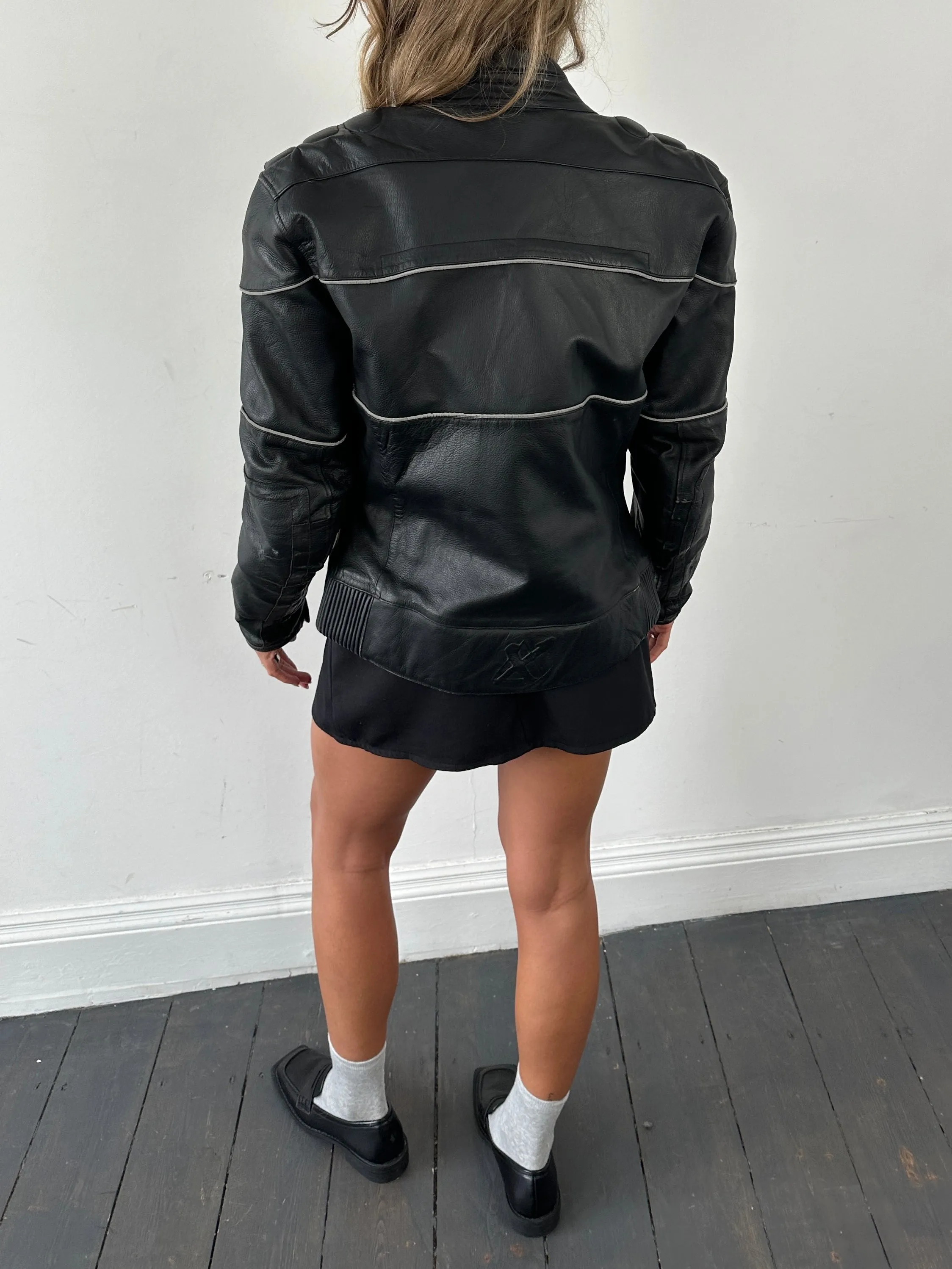 Vintage Leather Motorcycle Jacket - S