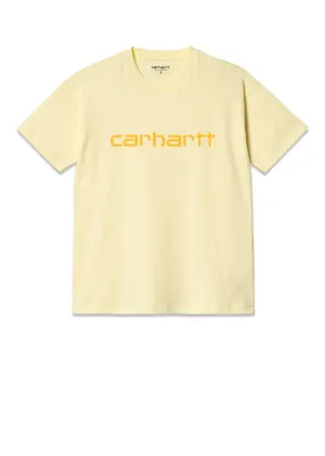 W' S/S Script T-Shirt - Soft Yellow / Popsicle