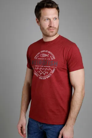 Weird Fish Waves Graphic T-Shirt- Garnet